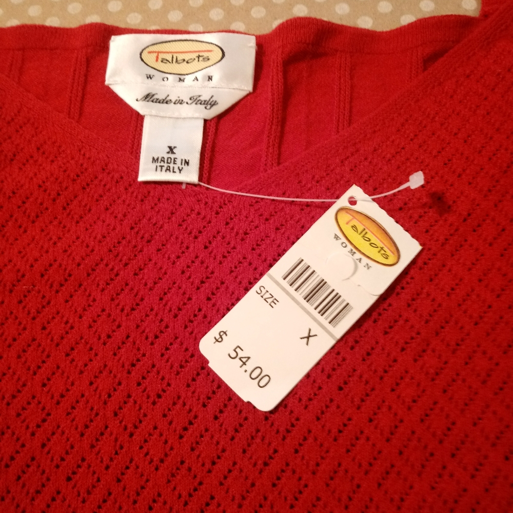 Talbots red top, made in Italy. New with tag. - Picture 2 of 2